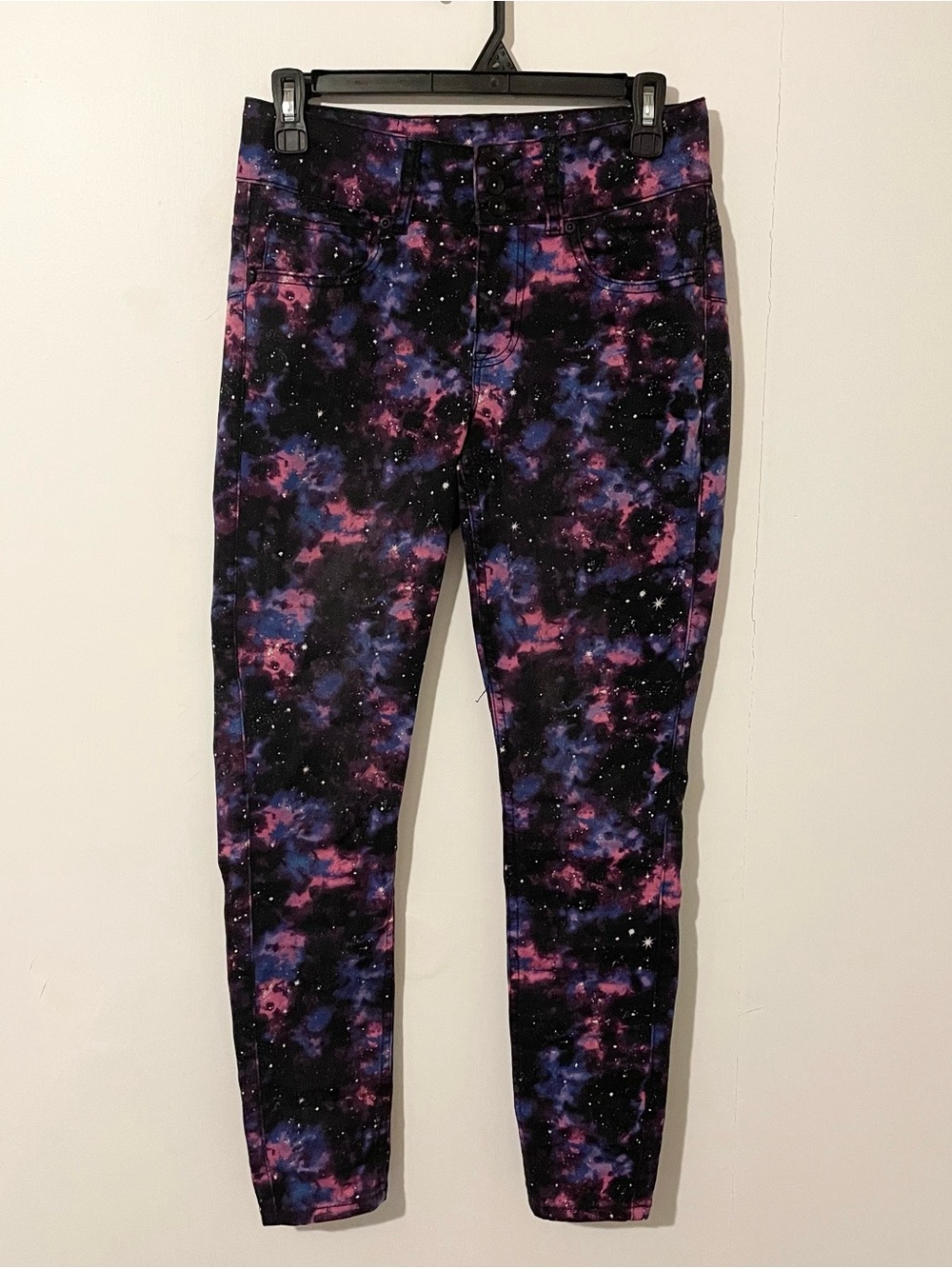Blackheart Hot Topic Super Skinny Denim Jeans Purple Galaxy Space Print Size 7